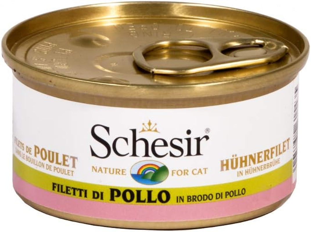 Kuřecí filety pro kočky v polévce, mokré krmivo pro kočky ve vlastní polévce na vaření, 24 plechovek x 70 g