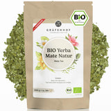 Organický čaj Yerba Maté Originální 1 kg sypaný čaj Maté s vysokým obsahem kofeinu Nepražené na vzduchu Sušené v laboratoři Testované listy maté balené v Německu Prvotřídní kvalita Gräfenhof