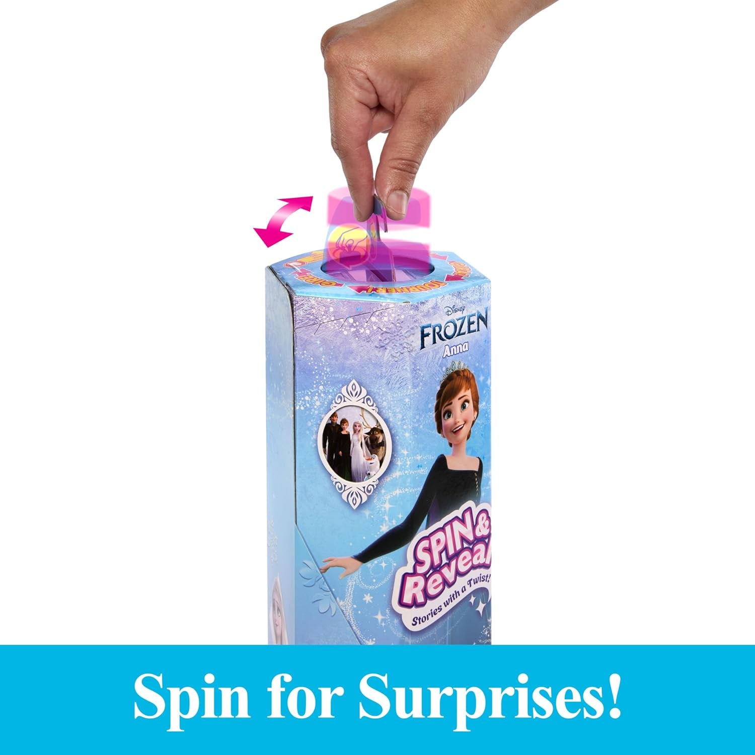 Mattel Disney Sada módních panenek Ledová královna Anna, Spin & Reveal s 11 překvapeními, včetně 5 doplňků, 5 samolepek a scénky, inspirované Disneyho filmem, HXD27 Naty Shop Dolls