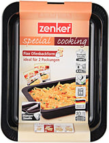 Zenker Ofenbackform (33 X 5 X 25 Cm) SPECIÁLNÍ VAŘENÍ, Rechteckige Auflaufform Mit Enamelle-Versiegelung, Backform Mit Extra Hohem Rand (Farbe: Schwarz), Menge: 1 Stück Formy a plechy na pečení Naty Shop