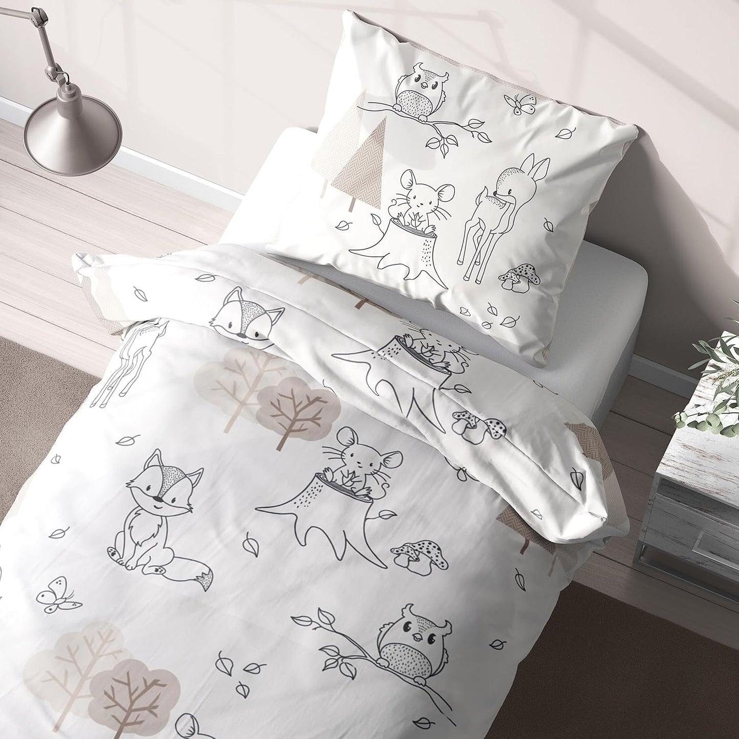 Dětské povlečení, liška, sova a lesní zvířátka, 100% bavlna Povlečení - dětské Naty Shop