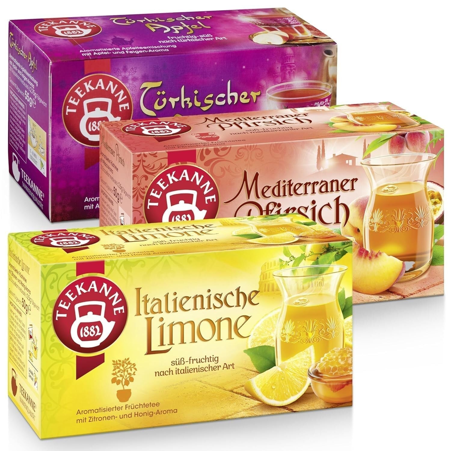 Teekanne čajová sada 3 sortimenty, italský citron, středomořská broskev a turecké jablko, 155 g