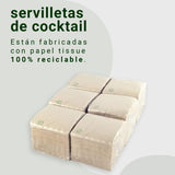- 600 kusů Bio Eco koktejlových ubrousků - Přírodní barva - 100% recyklovatelný - Micropoint - 10 X 10 Cm (složený) a 20 X 20 Cm (rozložený)