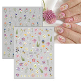 JMEOWIO Nálepka na nehty Frühlings Blume 9 Blatt Nálepka na nehty Selbtklebend Nagelaufkleber Bunte Sommer Blumen Dekoration Nageldesign Zubehör