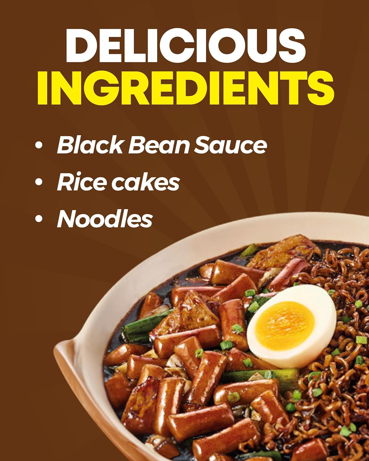 NONGSHIM Rapokki (Jjajang, 400 ml) – autentické korejské pouliční jídlo, ramen a rýžové dorty, černé fazole; rychlá a snadná příprava, hotová za 4 minuty