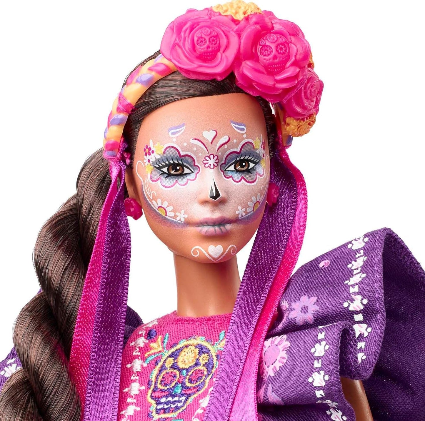 2022 Día De Muertos panenka Barbie s nařasenými tradičními šaty, květinovým věncem a barvou na obličej Calavera, dárek pro sběratele