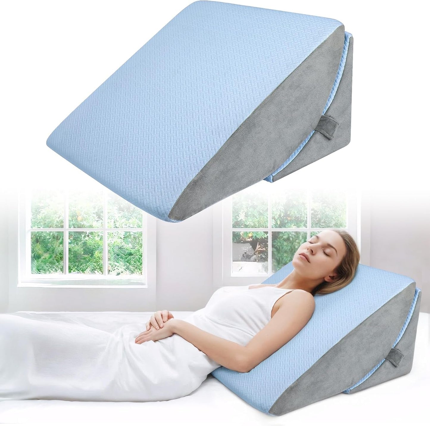 Nastavitelný polštář z pěny s vysokou hustotou, Ergonomický polštář na záda na postel a pohovku, Antirefluxní polštář na čtení na spaní, hraní, sledování televize (těžký)