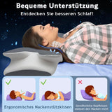 Polštář z paměťové pěny Polštář na krk Ortopedický polštář - Ergonomický design Dutý tvar pro postranní, zádové a žaludeční spáče Šedé krční ortopedické polštáře Naty Shop