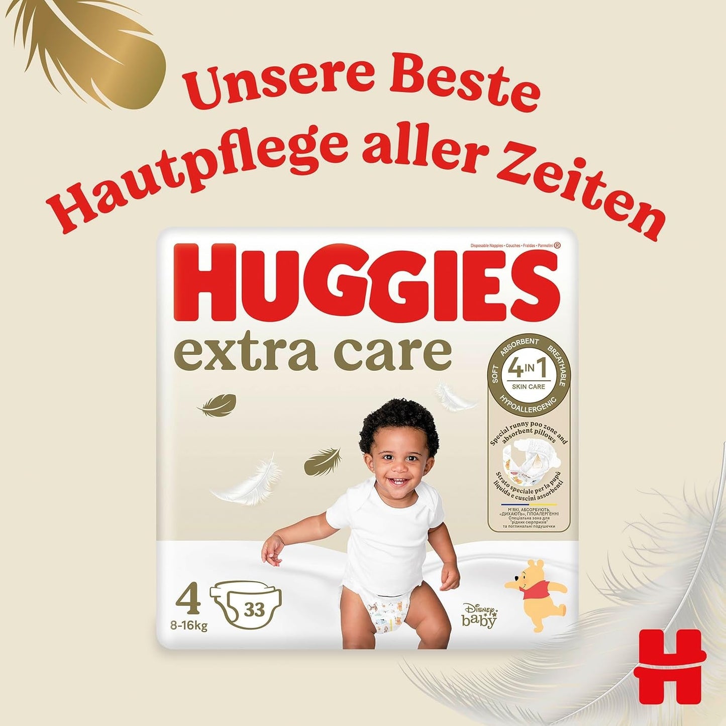 Dětské plenky Huggies Extra Care Disney, velikost 4, 120 plen (2x60), měsíční box
