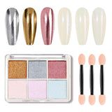 GZMAYUEN Chrom Pulver Für Nägel 6 Farbe Mirror Chrome Nail Powder Pigment Powder Nail Art
