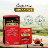Twinings English Breakfast Black Tea 50g, 25 čajových sáčků, plný, kulatý a silný černý čaj z nejlepších čajových plantáží na Srí Lance a Indii. Černý čaj Balení 1 ks (1 x 50 g)