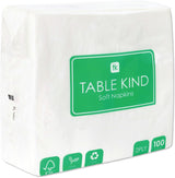 Table Kind 100 bílých měkkých ubrousků ve velkém, vysoce kvalitní ubrousky pro párty, catering a každodenní použití, FSC, udržitelné a recyklovatelné, vyrobené v EU | 2vrstvý | 33 cm
