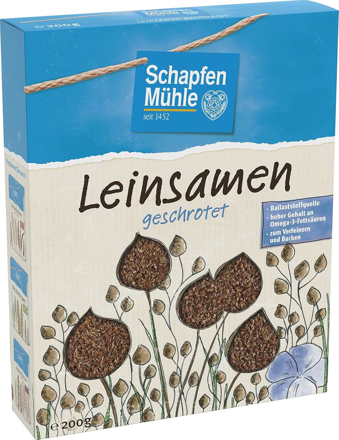 Schapfen Mühle Lněná semínka, 200 gramů Cereálie Naty Shop
