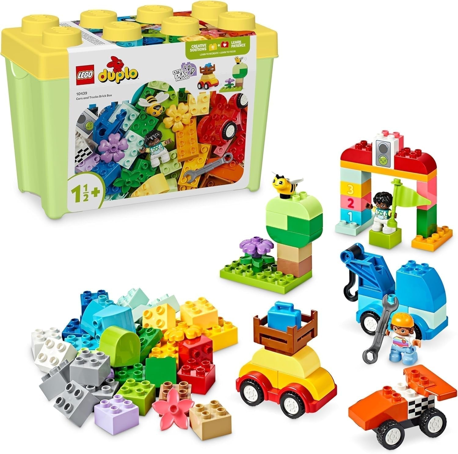 LEGO DUPLO Classic Kostka Auta a náklaďáky, Hrací sada s vozidly pro 1,5leté děti, Kreativní výuková hračka, Auto a závodní sada 10439 Stavebnic Besuche den LEGO-Store Výchozí název