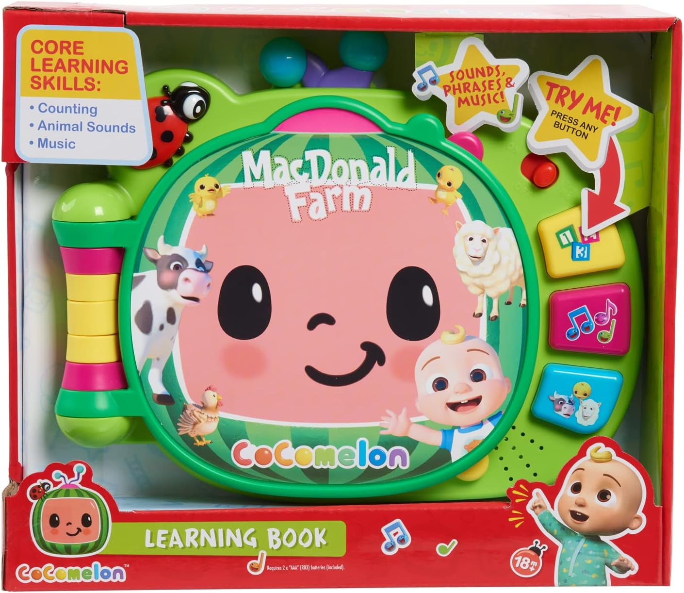 CoComelon , J.J výuková kniha, výukové funkce a elektronika, hračka pro děti od 18 měsíců, CCM10 (francouzská verze) Bebe Toys Naty Shop