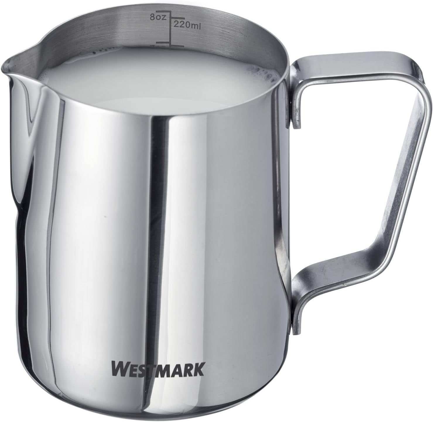 Westmark Brasilia Karafa na mléko 200 ml - ideální na smetanu do kávy, mléko, med a další přísady do kávy a čaje, příslušenství pro baristy - nerezová ocel