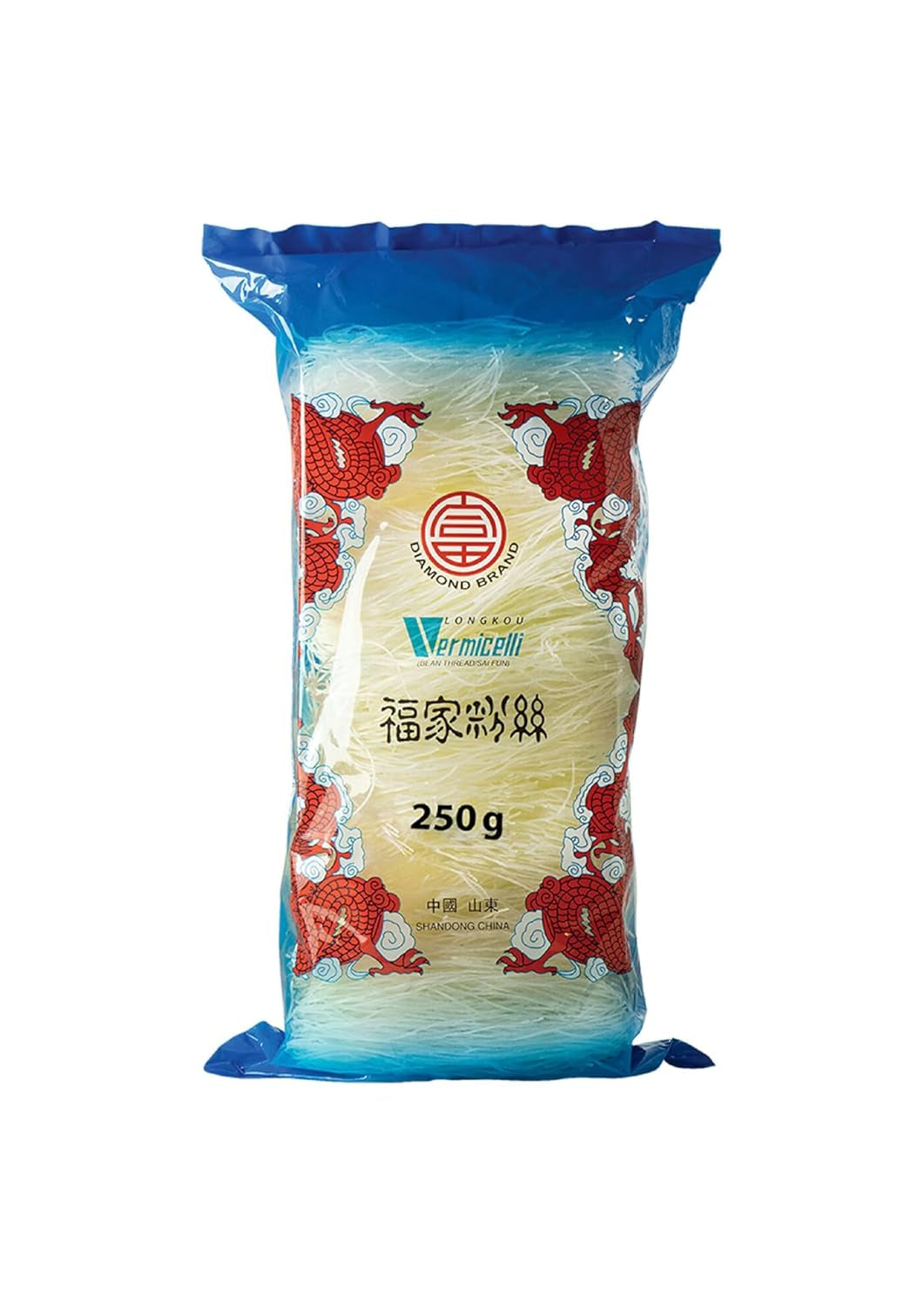 DIAMANTOVÉ skleněné nudle, dlouhé skleněné nudle, přirozeně veganské a bez lepku - 1 x 250 g