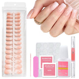 240ks Gradient Square Nails Set, Nude White Gradient Artificial Nails for Oil Pen Lepidlo, Medium Ombre Natural Falešné nehty pro ženy DIY (Nude Square)