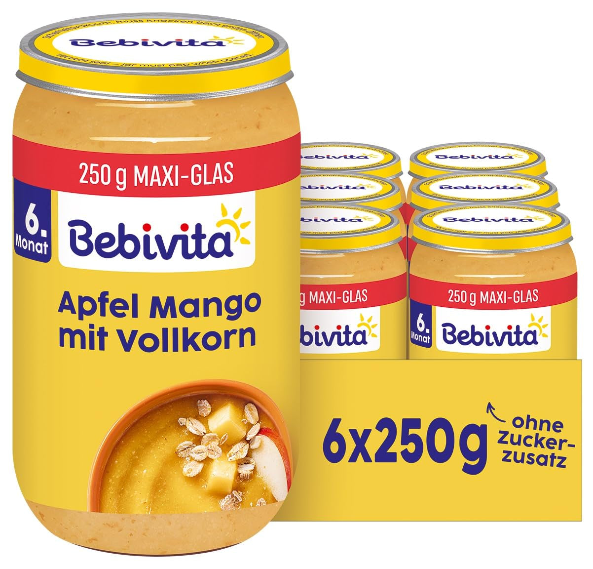 Ovoce a cereálie s jablkem a mangem a celozrnné, 250g, balení 6 ks (6x250g)