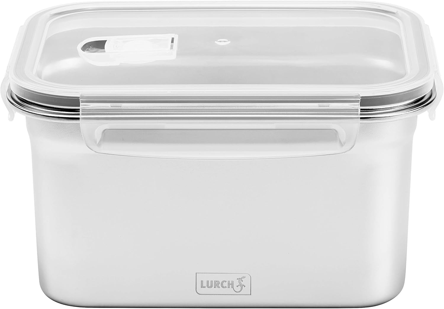 Lurch 240895 Box na oběd Vysoce kvalitní bezpečnostní/úložný box z nerezové oceli s plastovým víkem bez BPA 2000 ml Průhledné boxy na skladování potravin Naty Shop 2000 ml