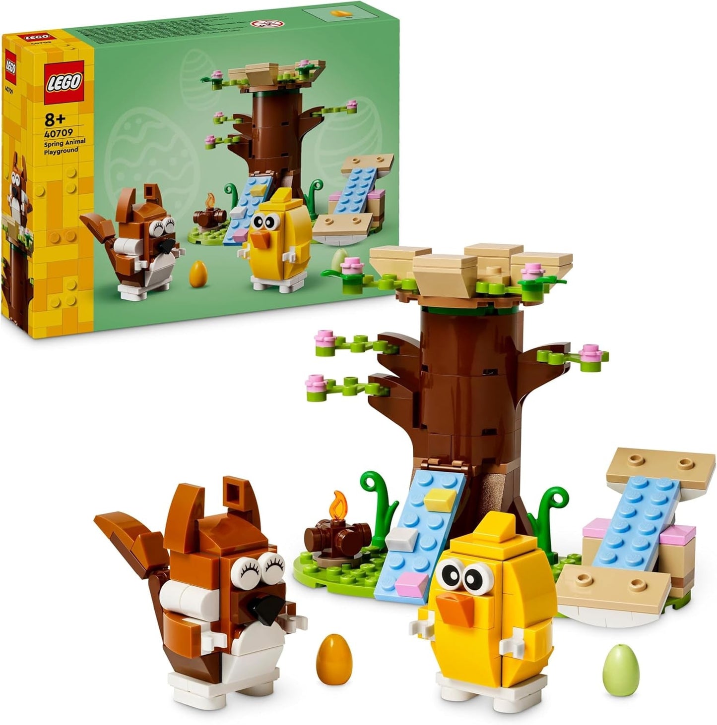 LEGO Spring Zvířecí hřiště, Stavebnice Ptáček a Veverka, Hrací sada Dům na stromě pro děti, Nápad na dárek pro 8leté chlapce a dívky, Sada zvířat, Hračka figurky zvířat 40709 Stavebnice Beuche den LEGO-Store Výchozí název