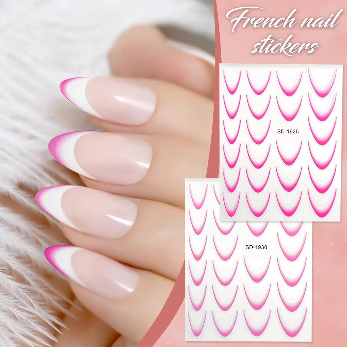 12 Stück French Tip Samolepka na nehty Selbstklebend Bunte Francouzské nehty Schablone Nagelaufkleber Samolepky na nehty Nageldesign DIY Nägel Zubehör(12 barev)