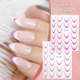 12 Stück French Tip Samolepka na nehty Selbstklebend Bunte Francouzské nehty Schablone Nagelaufkleber Samolepky na nehty Nageldesign DIY Nägel Zubehör(12 barev)