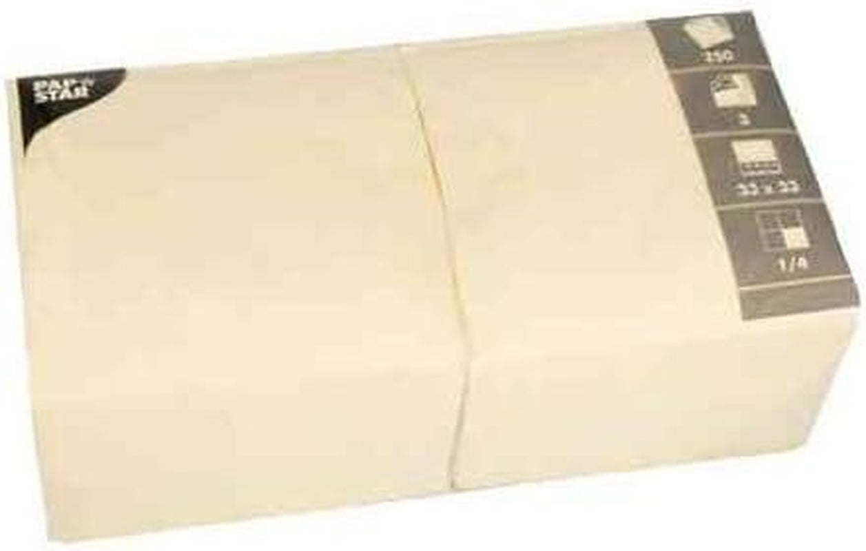 Ubrousky, 3 vrstvé 1/4-násobné 33 Cm X 33 cm krémové Pro každou párty a oslavu. Množství: 250 ks