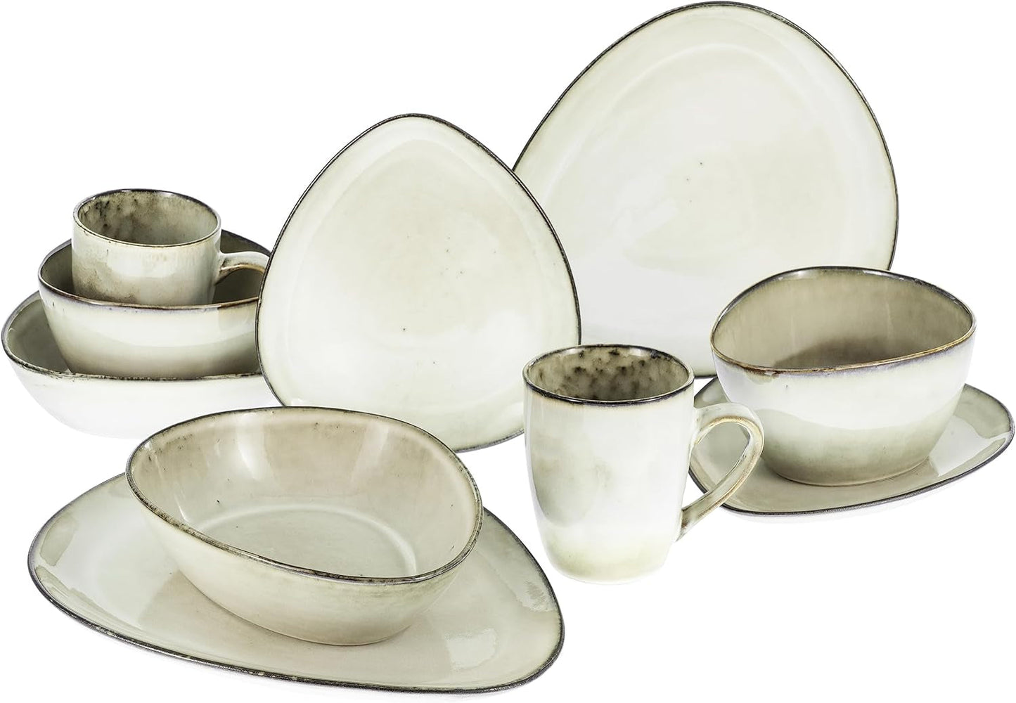 CreaTable, 23769, CLOUDY Series, Písek, 10dílná sada nádobí, Porcelánová kombinovaná služba, Vhodné do myčky a mikrovlnné trouby, Kvalitní výroba