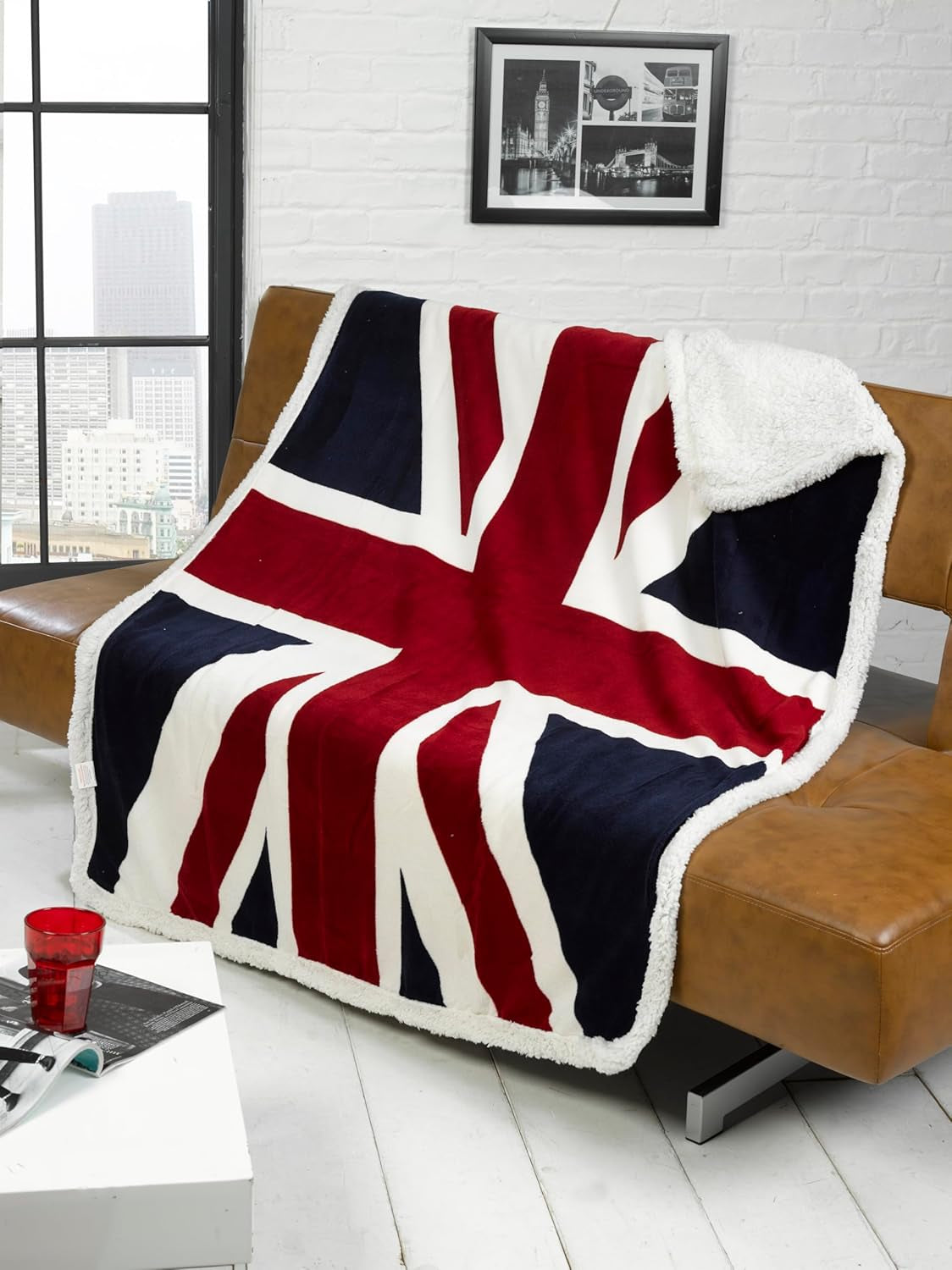 Rapport Union Jack Flag Extra měkká fleecová postel/pohovka červená/bílá/modrá. Postele a přikrývky Rapport