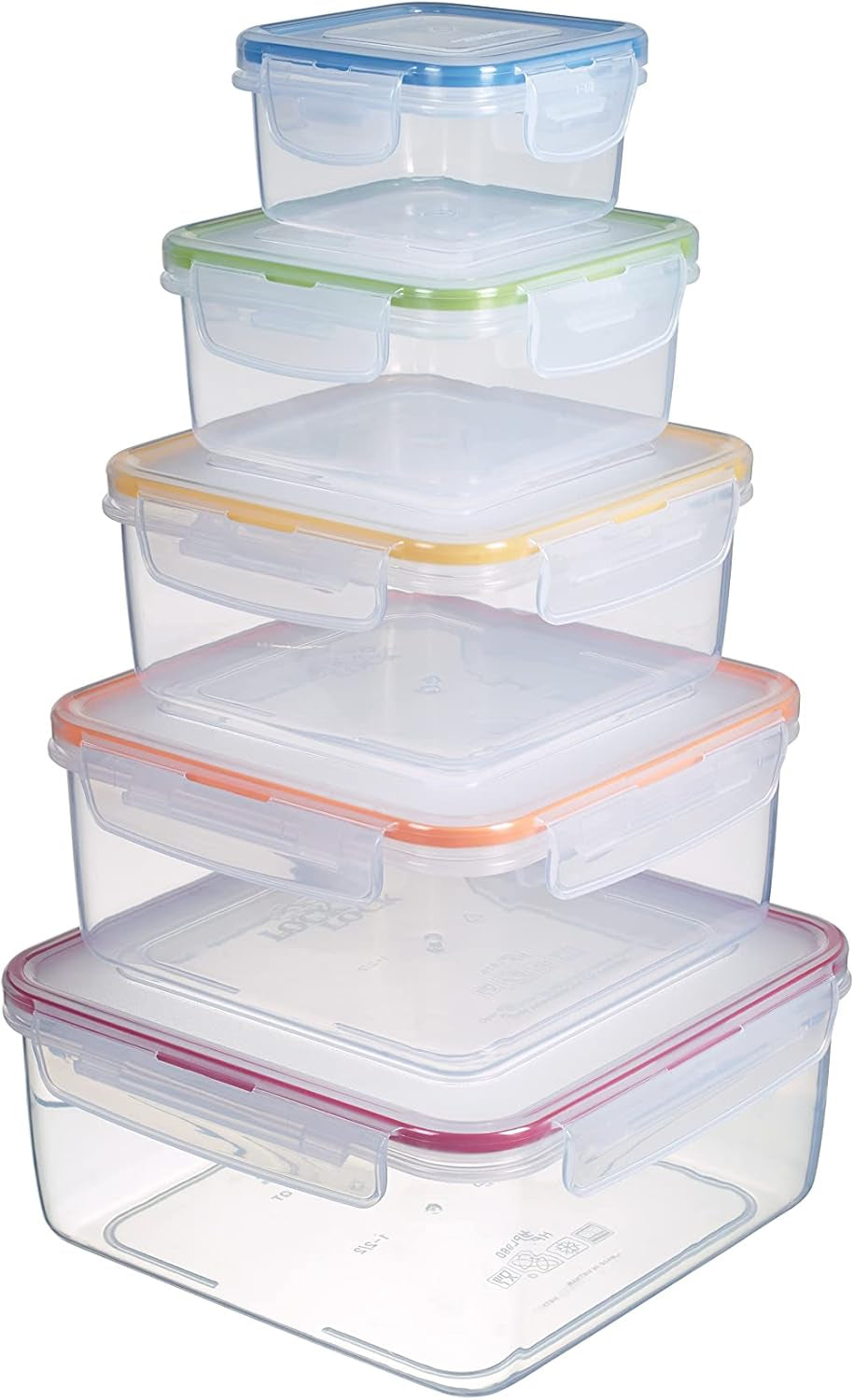 Sada dóz LocknLock PP Classic 5ks | 180ml, 350ml, 600ml, 870ml, 3,6L | 100% vzduchotěsné a vodotěsné | bez BPA | organizér do mrazničky a chladničky | vhodné do myčky a mikrovlnné trouby Dózy na potraviny Naty Shop Square 5 ks. (vícebarevný)