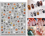 8 Blatt Nagelsticker Halloween Nagelaufkleber Selbstklebend Niedliches Kürbis-Schädel-Spinnennetz Niedlichen Kinder Geist Nail Art Samolepka Dekoration Nageldesign Zubehör