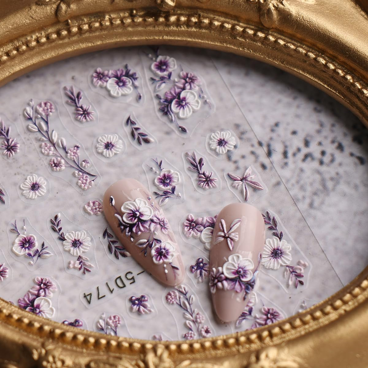 JMEOWIO 3D Nálepka na nehty Blumen Nálepka na nehty Selbstklebend Nagelaufkleber 5D Stereoskopické jarní letní dekorace Nageldesign Zubehör 4 Blatt