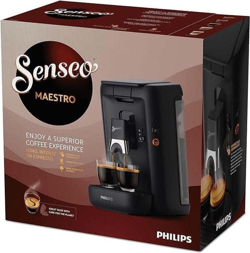 Kávovar na espresso na kapsle PHILIPS Senseo Maestro – technologie Intense Plus, vysoce kvalitní espresso, ekologický design, nádrž na vodu 1,2 l, funkce Memo, indikátor odvápnění (CSA260/60)