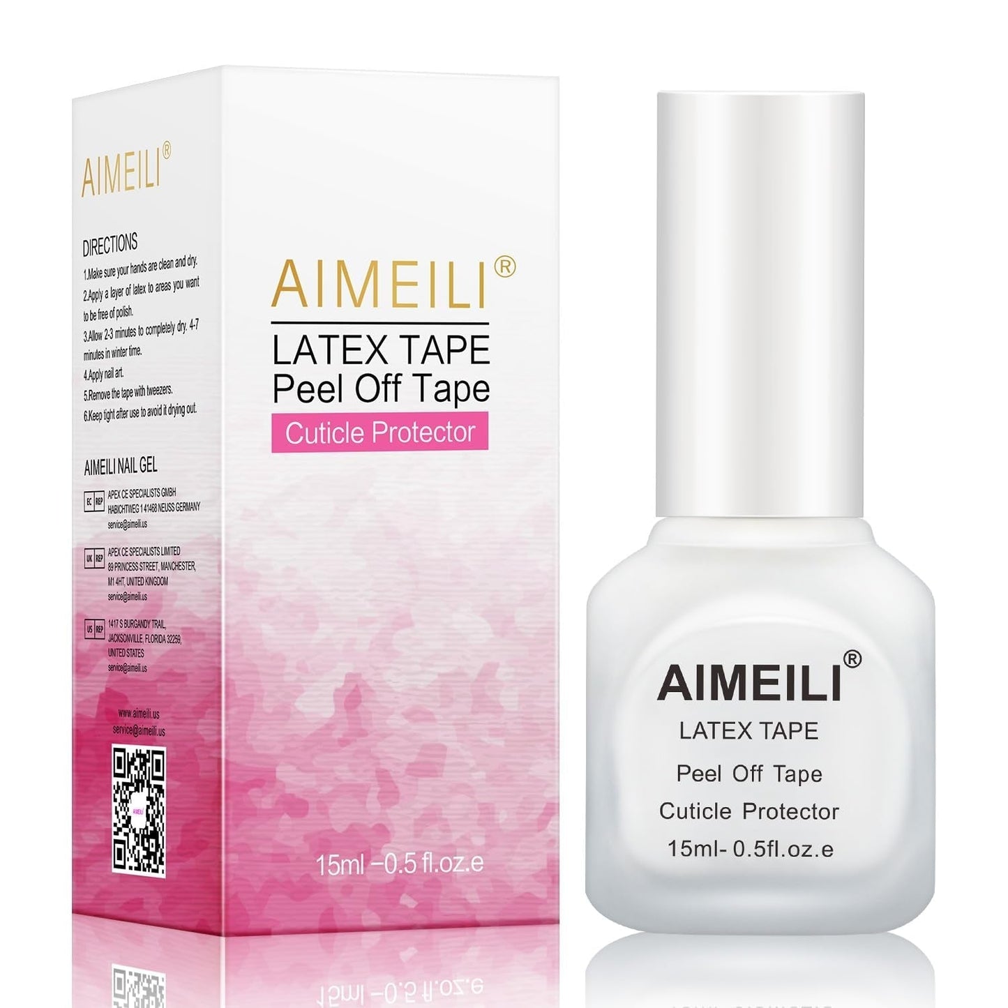 AIMEILI Latexová odlepovací páska Nagelleck Korrektor Hautschutz Fingerschutz Für Nail Art Palisade Geruchlos Weiß 15 ml