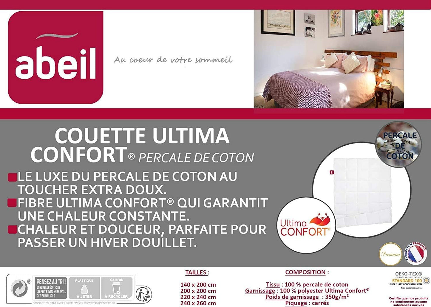 Abeil Premium Ultima Comfort perkálová bavlněná přikrývka, 200 X 200 Cm Přikrývky a přikrývky Naty Shop