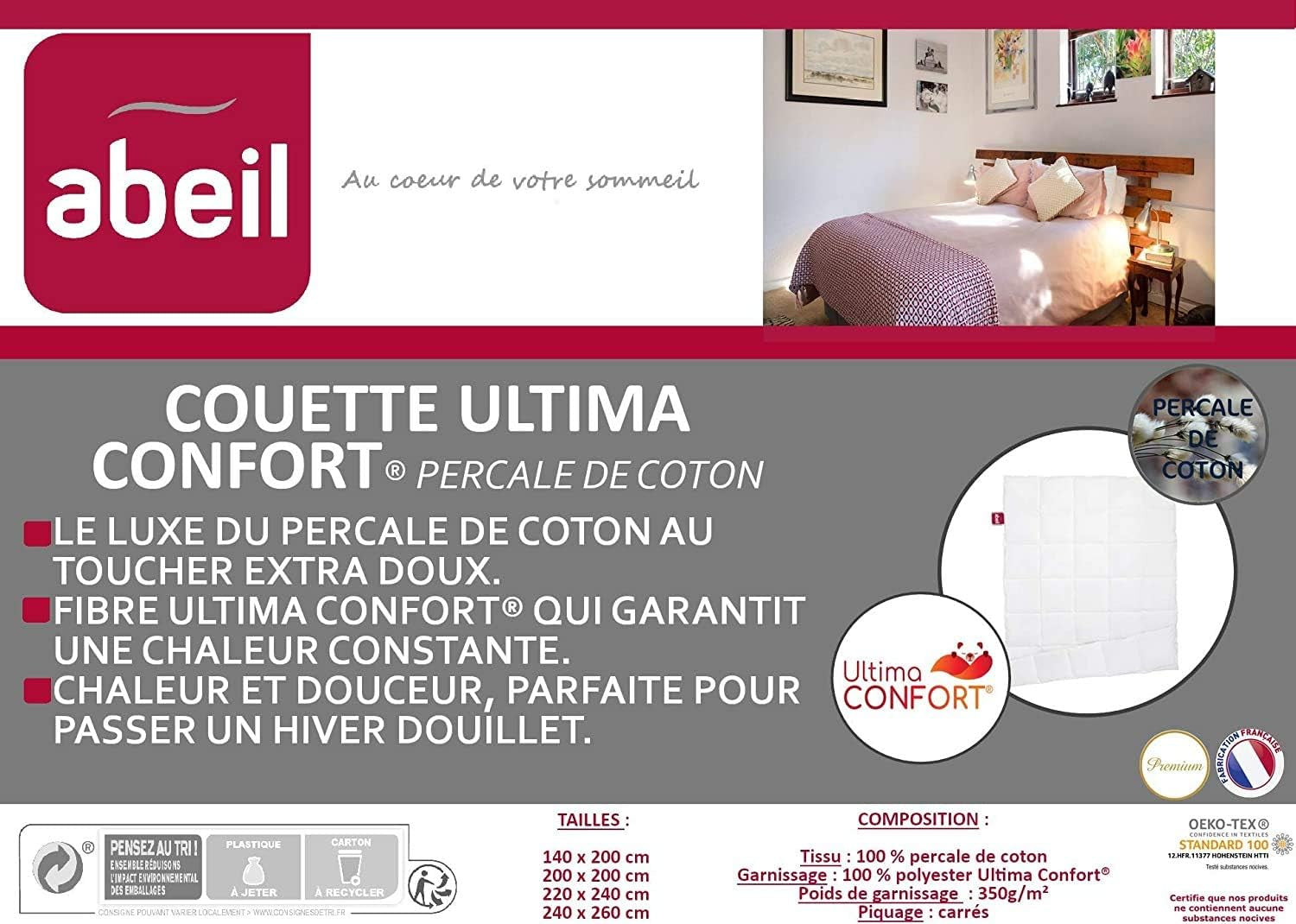 Abeil Premium Ultima Comfort perkálová bavlněná přikrývka, 200 X 200 Cm Přikrývky a přikrývky Naty Shop