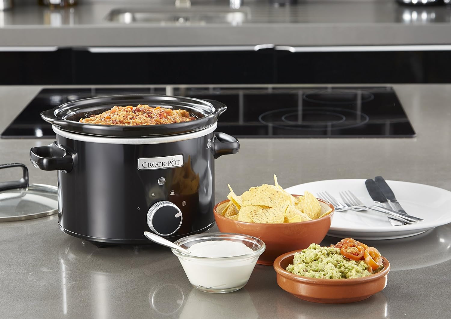 Pomalý hrnec Crockpot, vyjímatelná keramická mísa, snadno se čistí, 2,4 litru (1-2 osoby) Pomalý hrnec Naty Shop