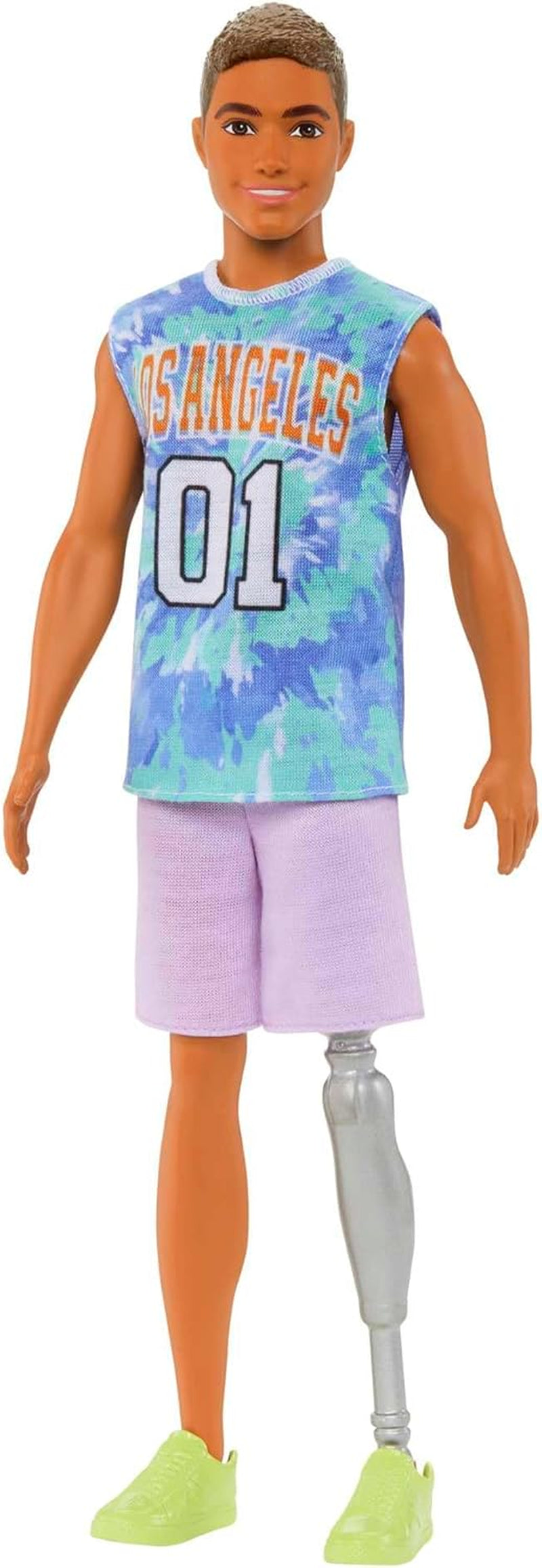 Panenka Barbie Ken Fashionistas - tričko s kaktusovým a palmovým potiskem, bílé šortky a tenisky, ideální pro dobrodružství s přáteli a procházky po městě, od 3 let, HJT10 Naty Shop Los Angeles Ken Dolls