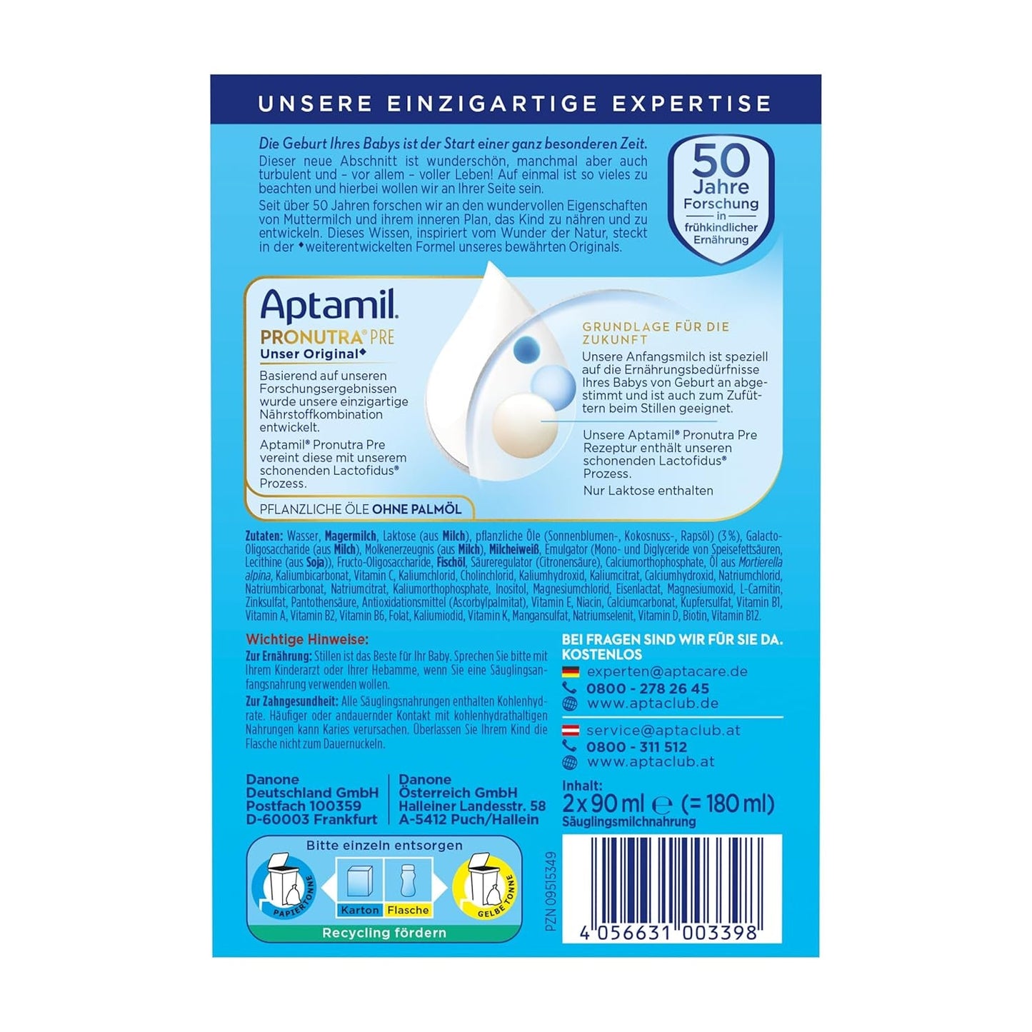 Aptamil Pronutra-ADVANCE PRE, pitný, 4x2x90ml (Packung mit 4)