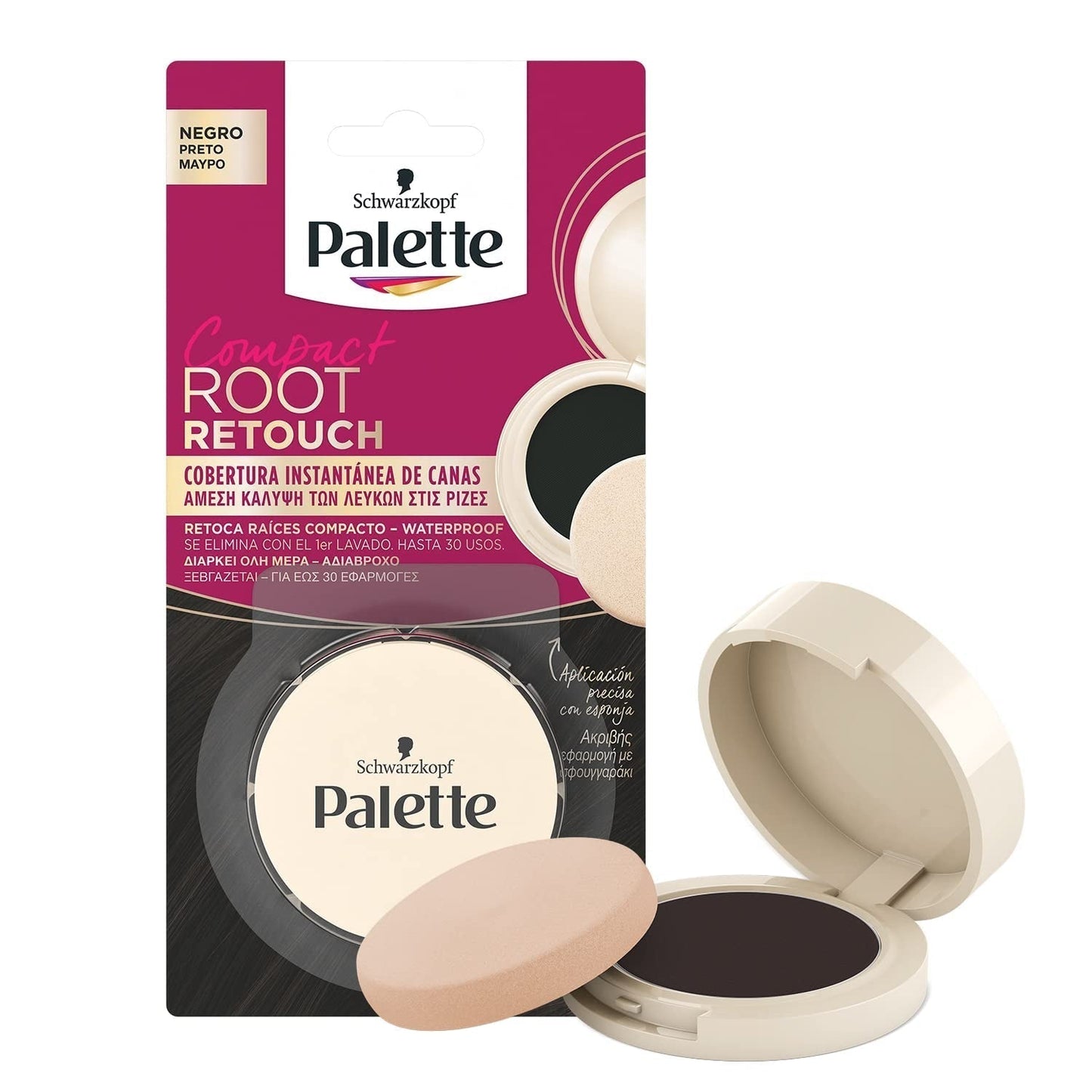 Palette Compact Root Retouch Retouch Root Powder, kompaktní, kaštanově hnědá, 1 ks Barva na vlasy Naty Shop 26 G (1 balení) Černá
