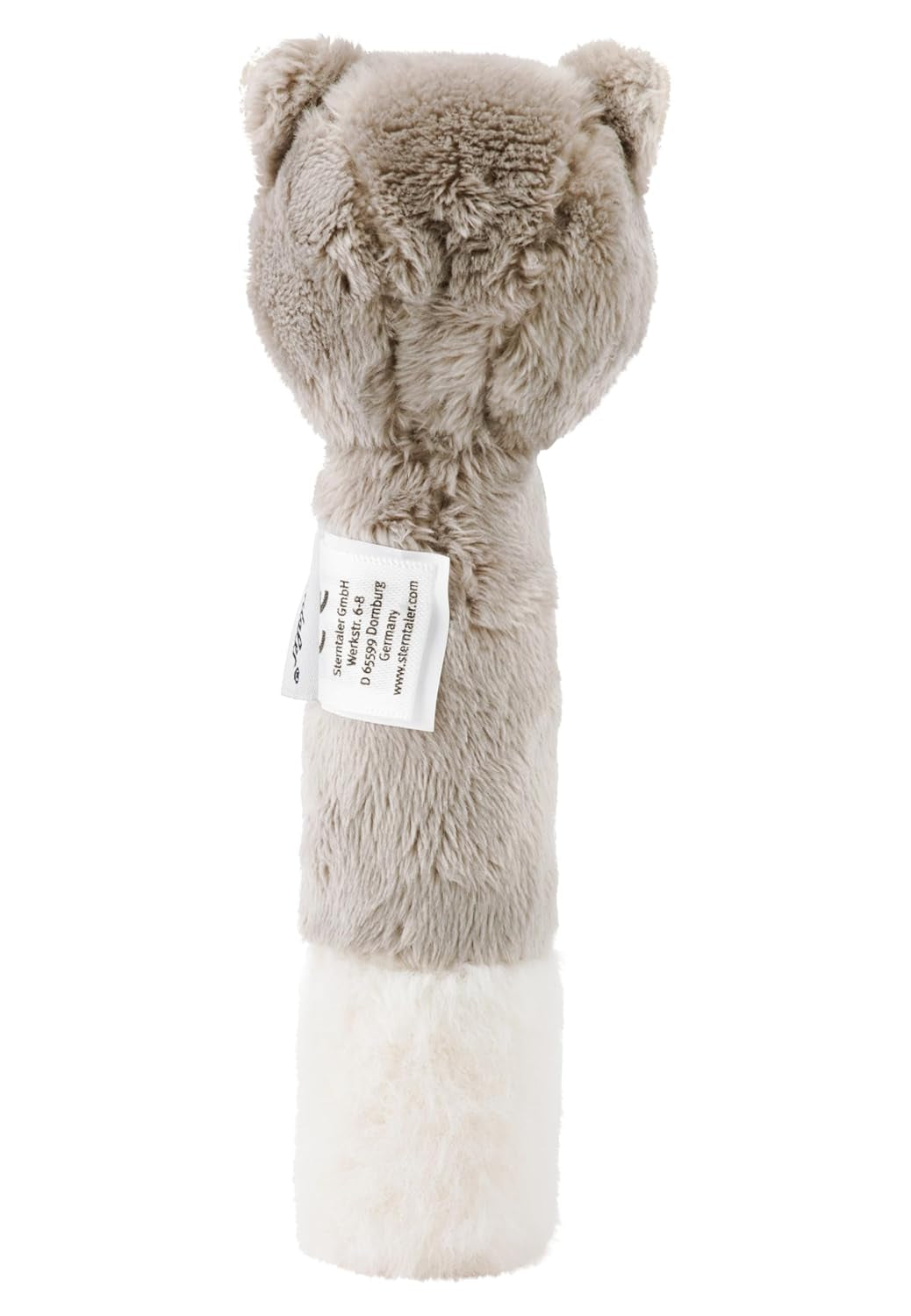 Sterntaler baby pískací kočka Lilly - Měkká fleecová hračka pro miminka - Hračka na uchopení pro miminka - První pokusy o uchopení a hraní, šedá Bebe Toys Naty Shop