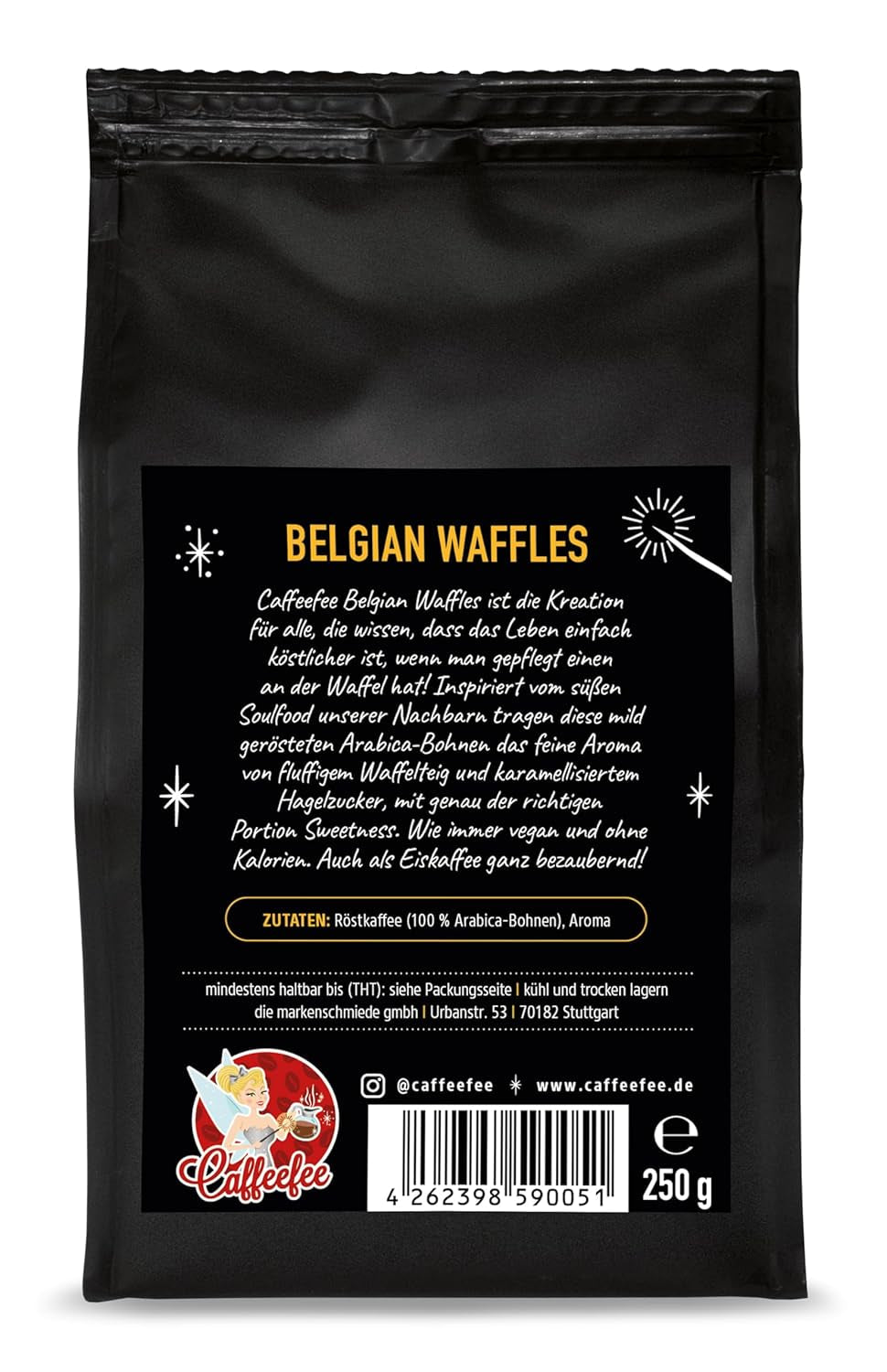 Caffeefee Belgické vafle Bohnen, 250 g, aromatisierter Röstkaffee