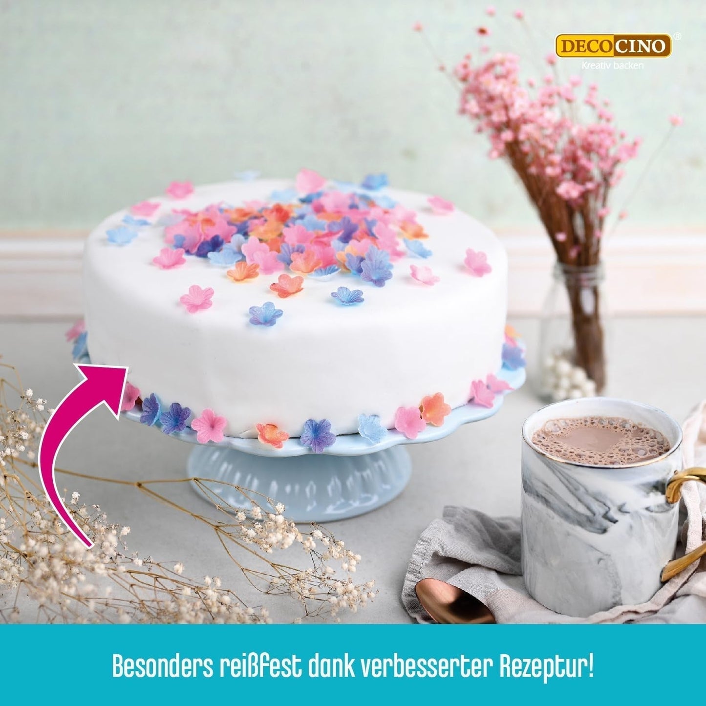 DECOCINO bílá rolovaná fondánová deka - 300g - fondánová deka připravená k použití na přikrytí a zdobení dortů a cupcaků - bezlepková a veganská (balení 2 ks) Naty Shop Sugarpaste
