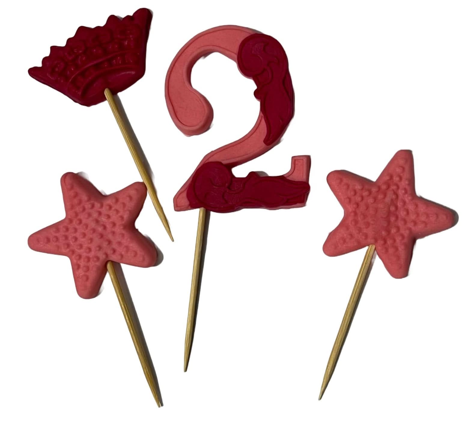 Jedlá cukrová dekorace, Číslo 2, růžová/fuchsiová Dekorace z Sugar Paste Nati Shop