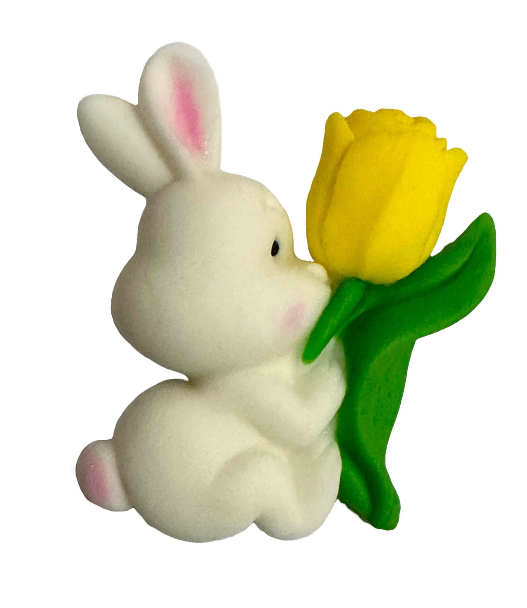 Jedlá cukrová dekorace, Králík se žlutým tulipánem Dekorace z Sugar Paste Nati Shop