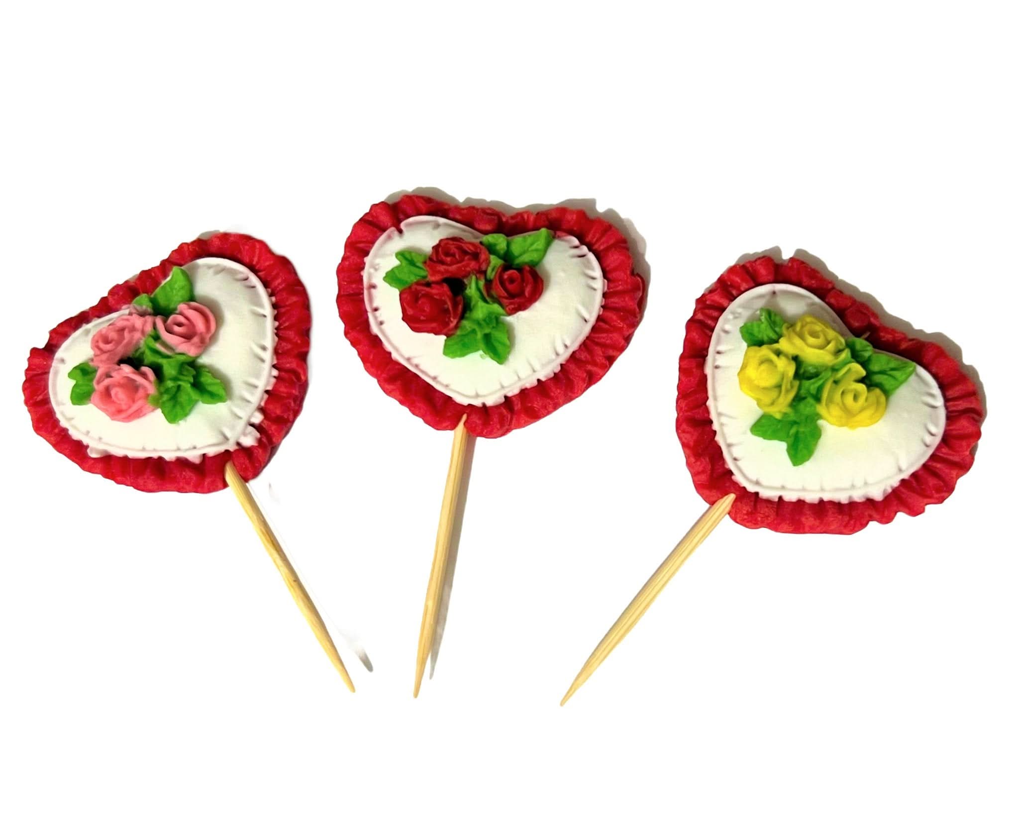 Jedlá cukrová dekorace, srdíčka s růžemi Dekorace z Sugar Paste Nati Shop
