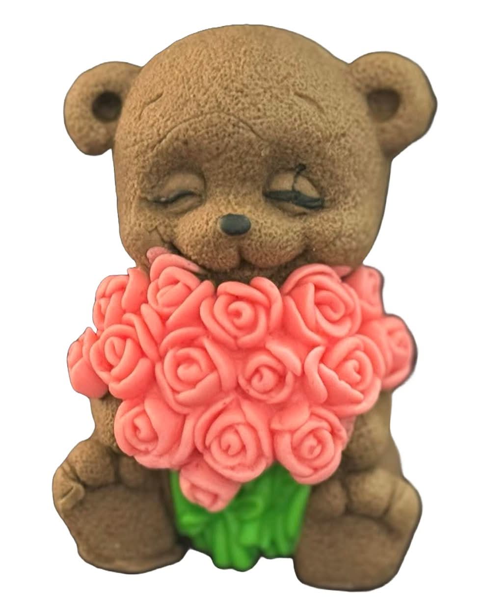 Jedlá cukrová dekorace, Medvěd s kyticí růží Dekorace z Sugar Paste Nati Shop