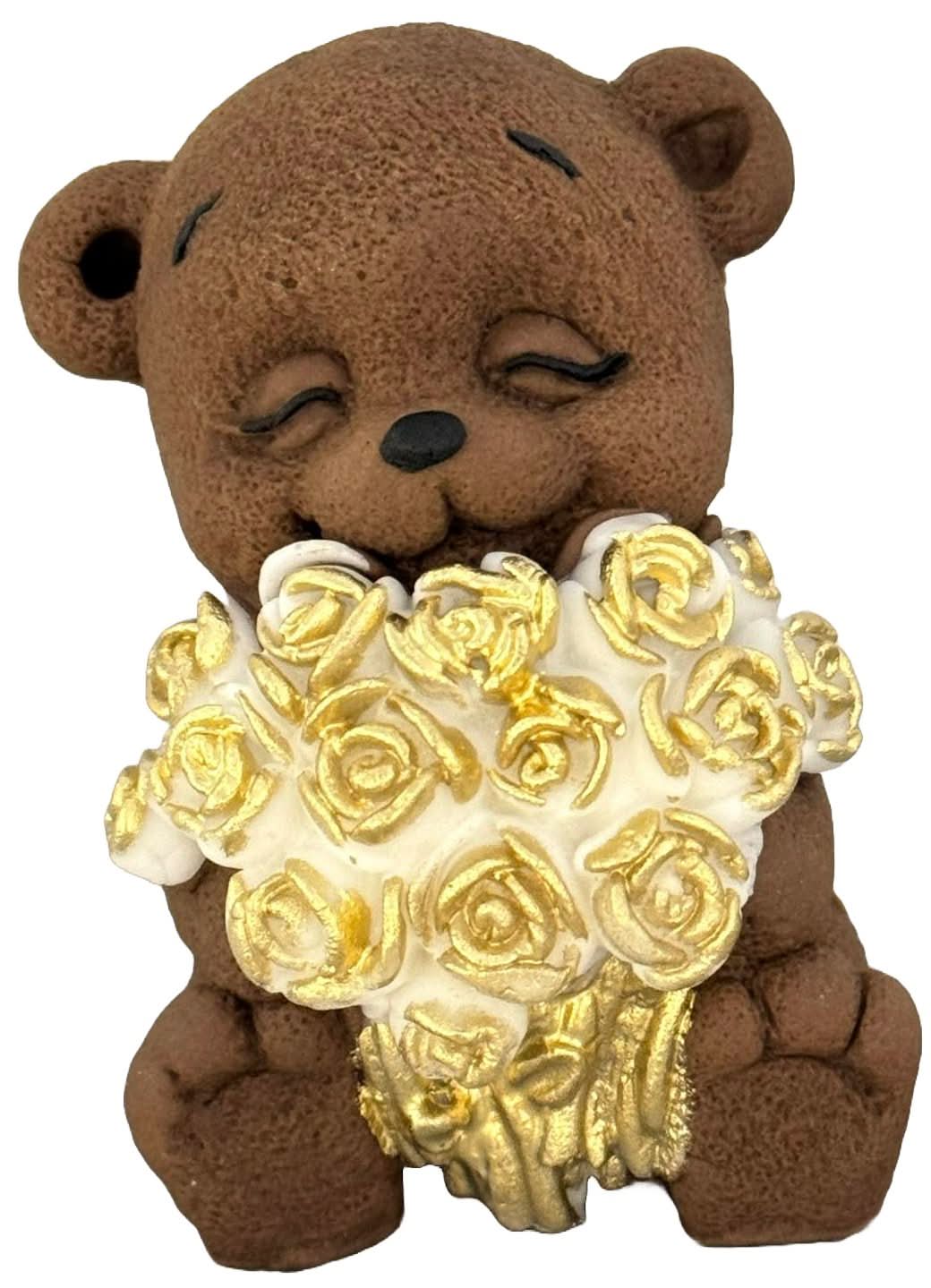 Jedlá cukrová dekorace, Medvěd s kyticí růží Dekorace z Sugar Paste Nati Shop
