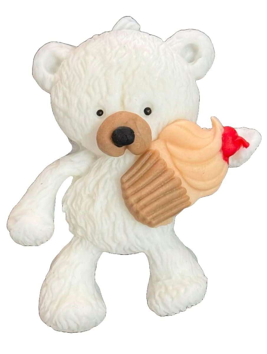 Jedlá cukrová dekorace, Medvěd s cupcake Dekorace z Sugar Paste Nati Shop